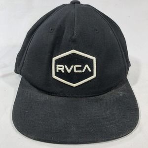 RVCA HAT CAP MENS ONE SIZE FITS MOST BLACK ACRYLIC WOOL BLEND SNAPBACK MID FIT